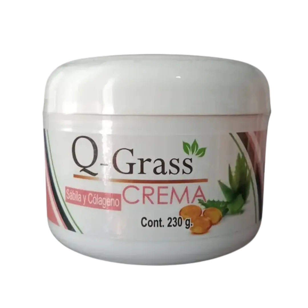 Frasco de Gel Corporal Q-Grass reafirmante con sábila y colágeno 230mL