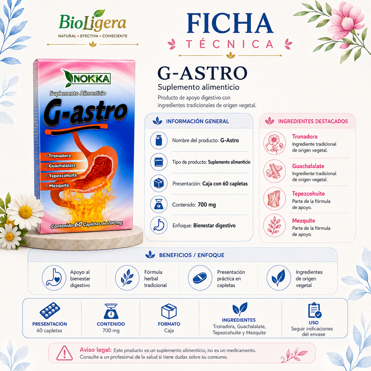 G-Astro Nokaka | Suplemento para la Gastritis con Cuachalalate y Tepezcohuite - Imagen 3