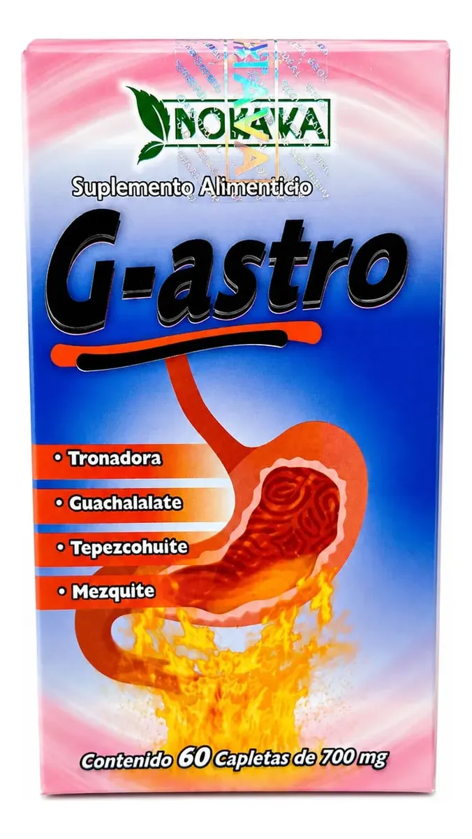 Caja de suplemento alimenticio G-Astro Nokaka con 60 capletas para la gastritis